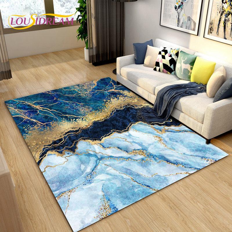 Скандинавский черный цвет, золотой мраморный коврик, большой, ковер для гостиной, спальни, дивана, коврик для украшения, детский нескользящий напольный коврик