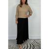 Women's Plus Size Autumn Solid Color Knitted Long Sleeve Patchwork Pleated Dress