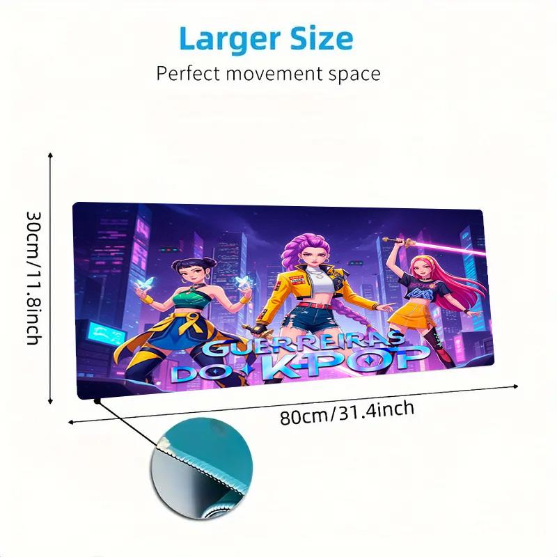 Demon Hunters Kpop Color Mouse Pad Large Gaming Table Cushion Non-slip Laptop Tablet Big Mousepad XXL Mat Mini PC Playmat With Lock edge