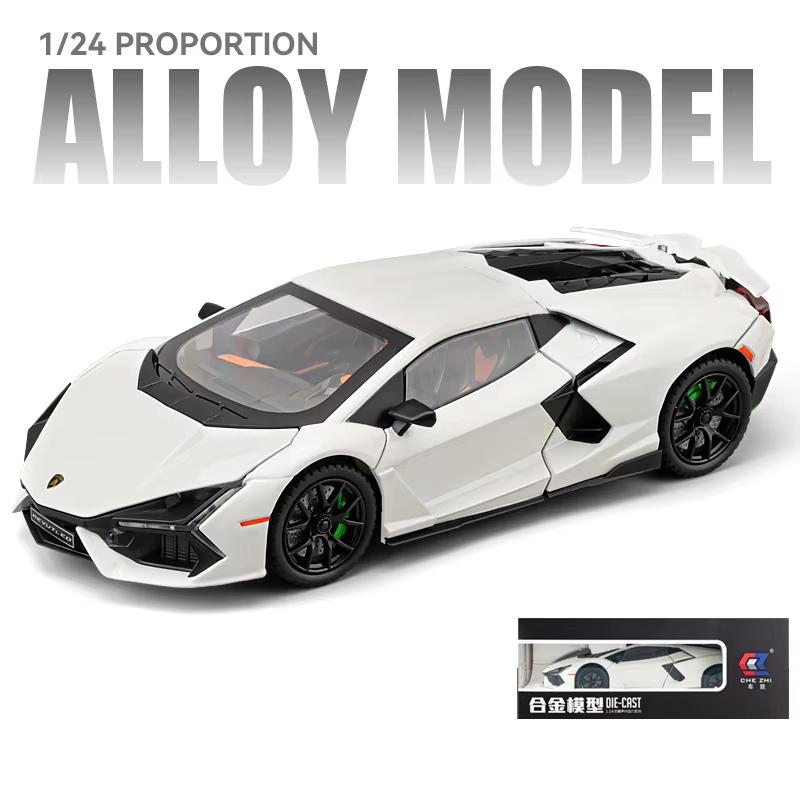 1:24 Lamborghini Revuelto Alloy Scale Car Model Die Литой металлический миниатюрный автомобиль Звук и свет Коллекция украшений Детская игрушечная машинка Подарок