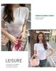 Summer new white short sleeved avatar short style slim fit high waist pure cotton tight fitting round neck shoulder white TJS