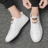 Spring Men Outdoor Sport Little White Shoes Lace-up Fashion Casual Sneakers Versatile Leather Shoes Elevated Male Board Shoes
