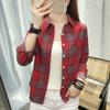Женская рубашка с лацканами и длинным рукавом, однобортная рубашка, топы, накладные карманы, клетчатый принт, повседневный стиль, рубашка, пальто
