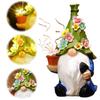 Garden Hallway Solar Elf Light Garden Gnome Statues with LED Lighted Flowers Resin Gnome Figurine for Patio Yard Lawn Decoration