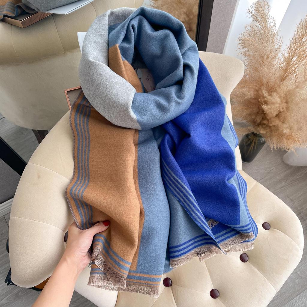 Color Matching Fashion Imitation Cashmere Scarf Women's Shawl Scarf Thickened To Keep Out The Cold Shawl