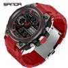 SANDA Casual Waterproof Electronic Watch LED Luminous Display Gel Strap Temperament Electronic Watch