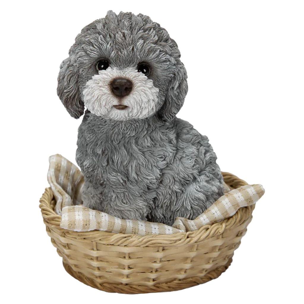 Ubia Bamboo Cage Toy Poodle Gray, 12.5 X 10.5 X 14 Cm, Doll Figurine, Animal Ornament, Garden Decor, Realistic, Cute Dog, H24121-2