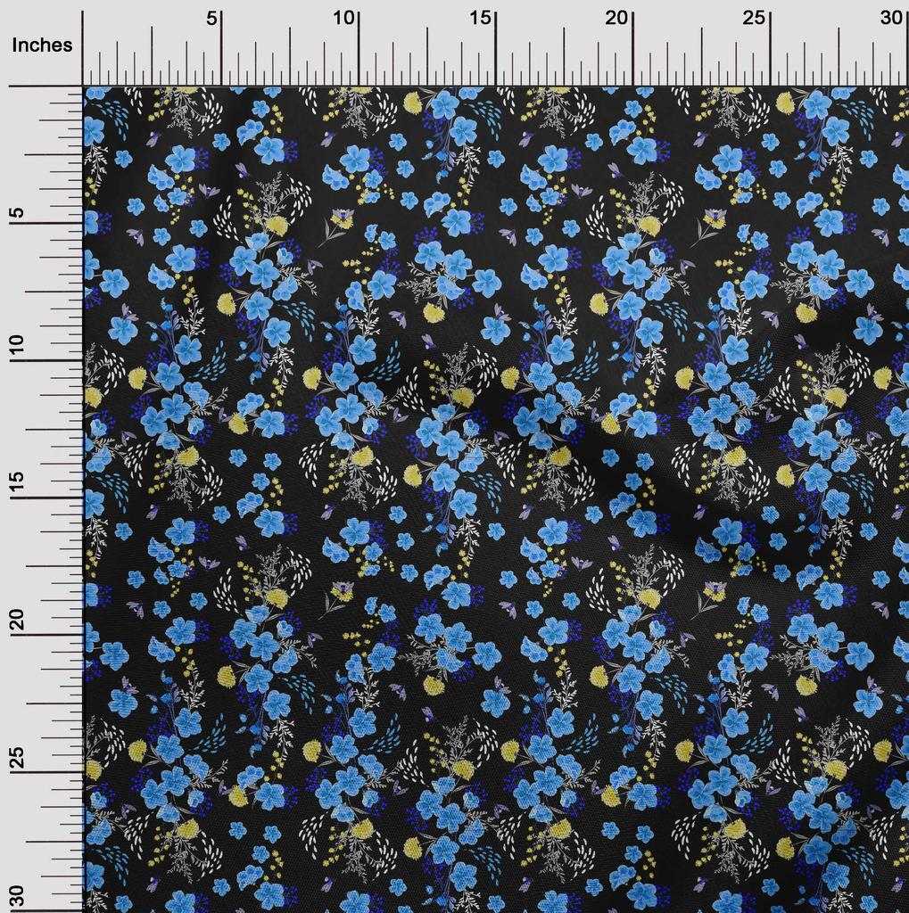 oneOone Хлопковая гибкая синяя ткань, цветочная швейная ткань по ярдам, напечатанная своими руками, швейные принадлежности для одежды 40 дюймов