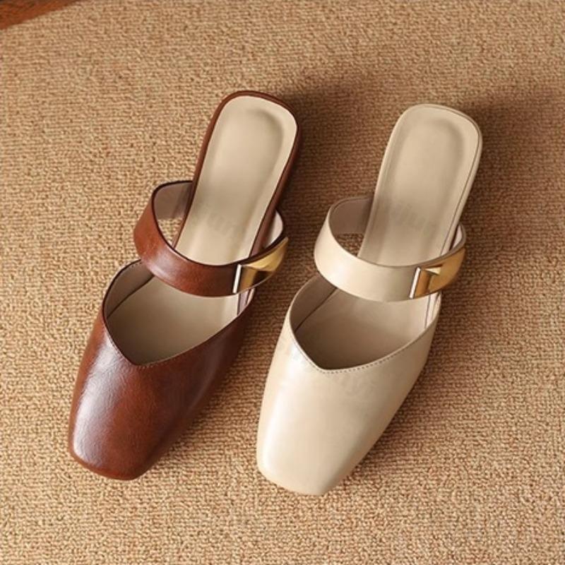 Мода 2025 Полушлепанцы с квадратным носком для женщин Летние Уличные Пляжные Элегантные Модные Сандалии с одной лямкой, подчеркивающие темперамент и обеспечивающие комфорт