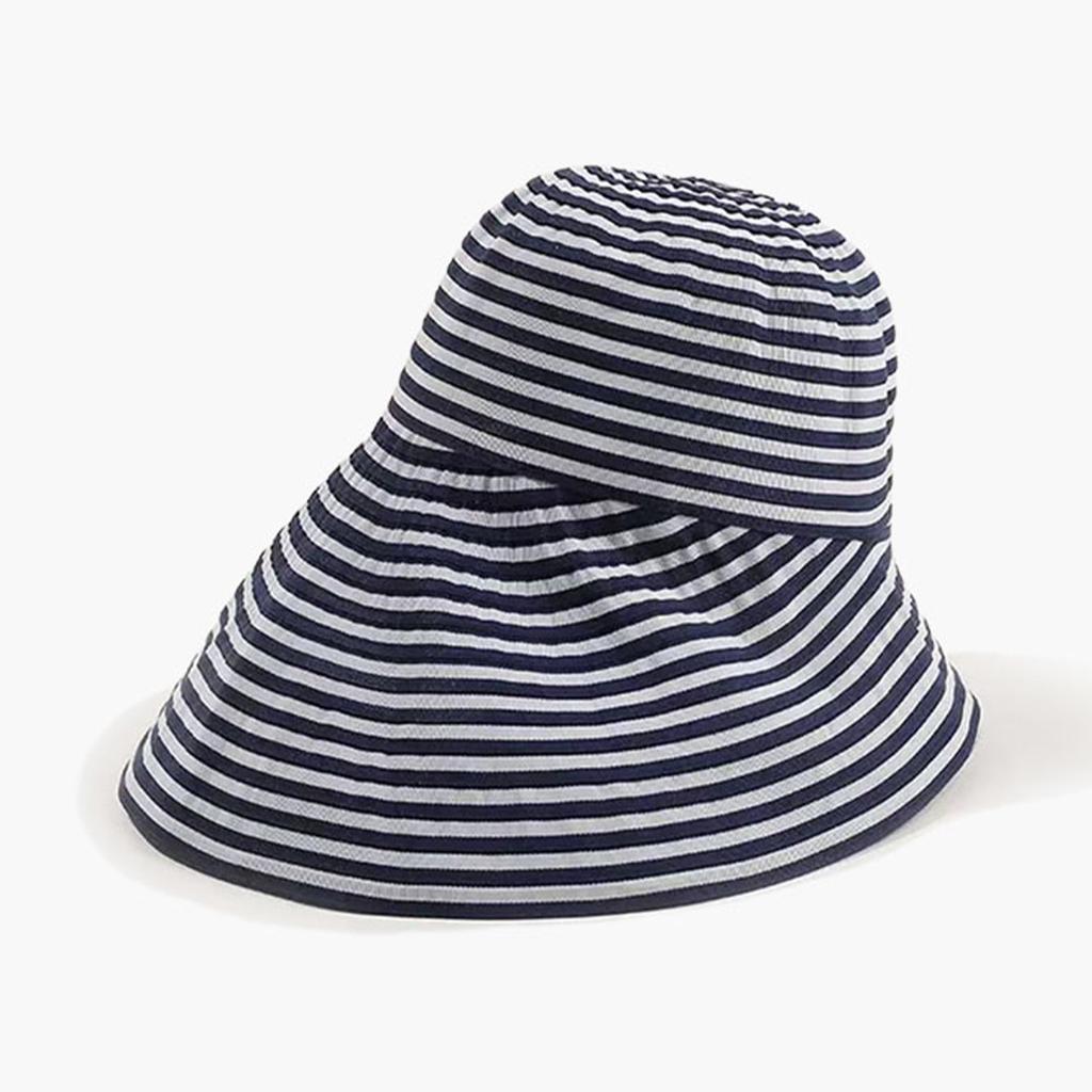 Новая шляпа шляпа от солнца защита от солнца защита от УФ-лучей женская ретро темперамент черно-белая полосатая шляпа-ведро с большими полями