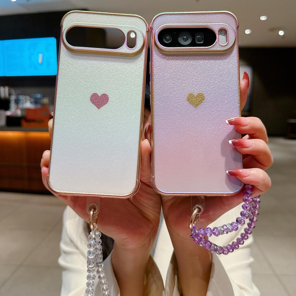 KEYSION Градиентный красочный чехол для телефона для Google Pixel 10 Pro XL 9 Pro 9A 8A Мягкая ТПУ противоударная задняя крышка с хрустальным браслетом