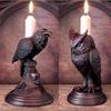 Halloween Owl Crow Candle Holder Gothic Candlestick Desktop Ornaments Resin Home Decoration Antique Craft Statue