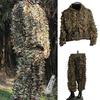 2 шт./компл., маскировочный топ, брюки, костюм с 3D декором в виде листьев, дышащий костюм охотника, камуфляжная одежда, CS, тренировочная куртка с капюшоном для джунглей, брюки