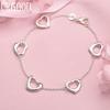 925 Sterling Silver Five Heart Bracelet Fashionable Wedding Jewelry
