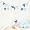 32Ft Blue Party Decorations Retro Blue Triangle Banner Flag Pennant Bunting Fabric Garland Streamers for Nautical Wedding Birthday Ahoy Achor Bridal