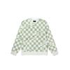 Checkerboard Loose Fit Crewneck Sweatshirt Men Tops Light-Green VN00091KC1C