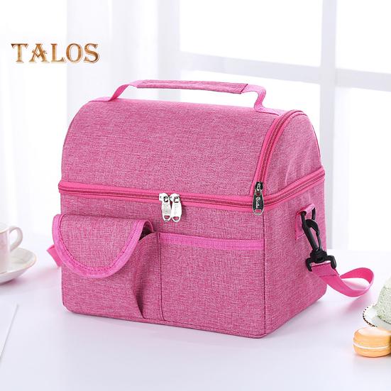 Lunch Tote Bag Double Layer Fresh-keeping Washable Convenient Hand-carried Thermal Insulation Lunch Tote Bag Household Supplies