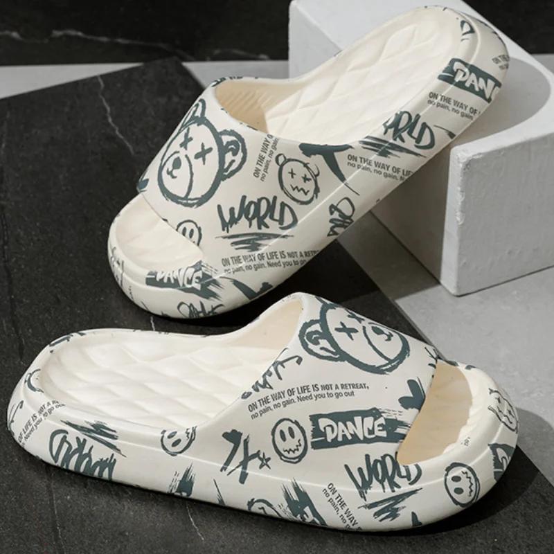 Fashion Men Flip-flops Summer Slippers Printing Sandals Trend Anti Slip Shoes EVA Slippers Fashion Women Massage Beach Footwear Chanclas