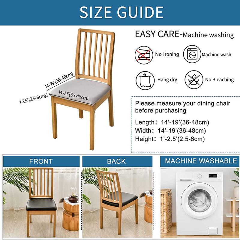 100% Waterproof PU Dining Chair Covers Elastic Solid Stretch Slipcovers Protector For Kitchen Restaurant Chairs