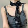 Wrap Polka Dot Scarves Bow Ties Collar Flower Decoration All-match Long Silk Scarf  Female