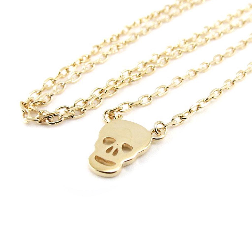 Les Trésors De Lily [J0857] - Gold Plated 'Skull' Necklace