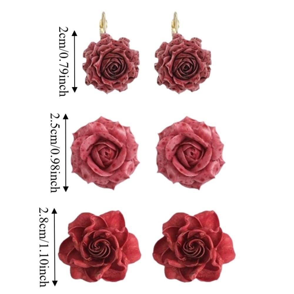 Sweet Artificial Rose Earrings Resin Retro Preserved Flower Earrings Unique Delicate Craftsmanship Romantic Ear Hooks