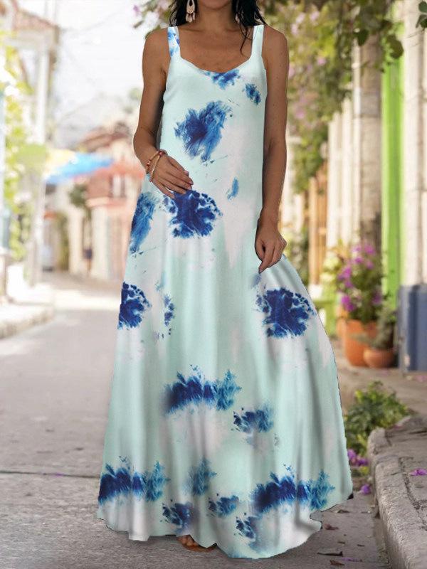 Платье без бретелек с принтом тай-дай 3D в стиле бохо с открытыми плечами 2025 года