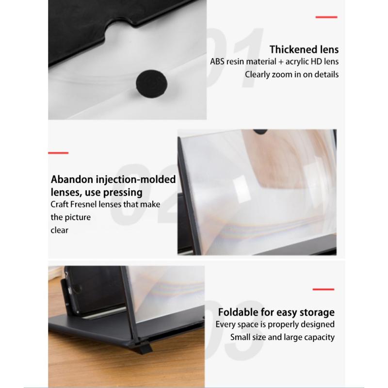 10/12/14/16/18 Inch Mobile Phone Screen Amplifier Pull-out 3d Magnifying Glass Stand Magnifier
