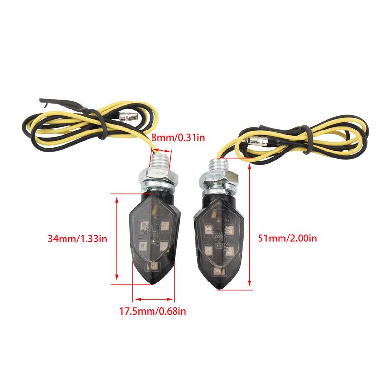 1 Pair Motorcycle Mini Turn Signal Lights Universal LED Indicators Amber Blinker Supermoto Enduro Dirt Pit Bike 12V Light