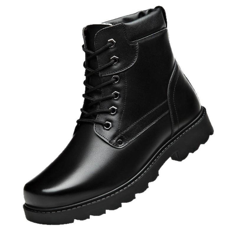 Thickened Wool Men's Boots Non-slip Dad Boots Cowhide Thermal Cotton Shoes Men's Martin Boots Leather Shoes