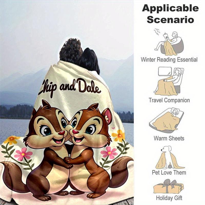 1pc, Chip and Dale Cartoon Blanket, Seasonal Universal Home Decoration Blanket, Throw, for Decorating Your Own Sofa and Living Room, Super S