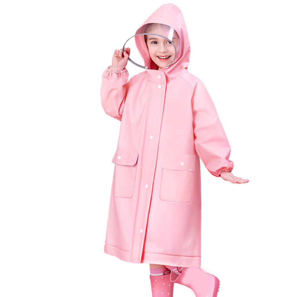 Kids Raincoat Sakura Pink Cute Waterproof Lightweight Durable Kids Rain Jacket with Backpack Slot