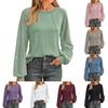 Women's Loose Casual  Solid Color Round Neck Lace Patchwork Long Sleeved Top Long Sleeved Top