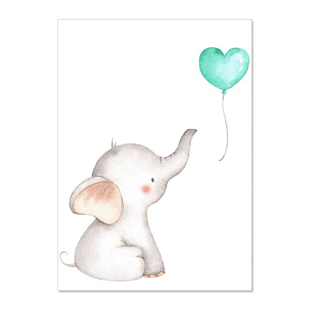 Слоненок с воздушным шаром, настенная живопись на холсте, детские постеры и принты, настенные панно, декор для детской комнаты, без рамки