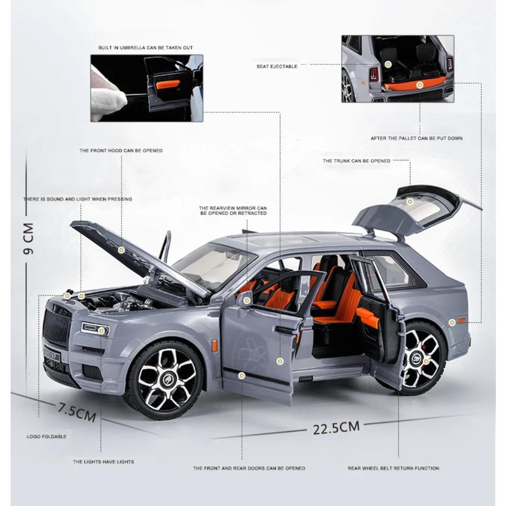 1/20 Внедорожник Rolls Royce Cullinan Модель автомобиля из сплава Звук и свет Симуляция Украшение автомобиля Коллекция Детская игрушка Подарок