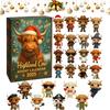 Highland Cow Christmas Advent Calendar Christmas Countdown Advent Calendar 2025 24 Days 3D Cow Advent Calendars Gift 2025