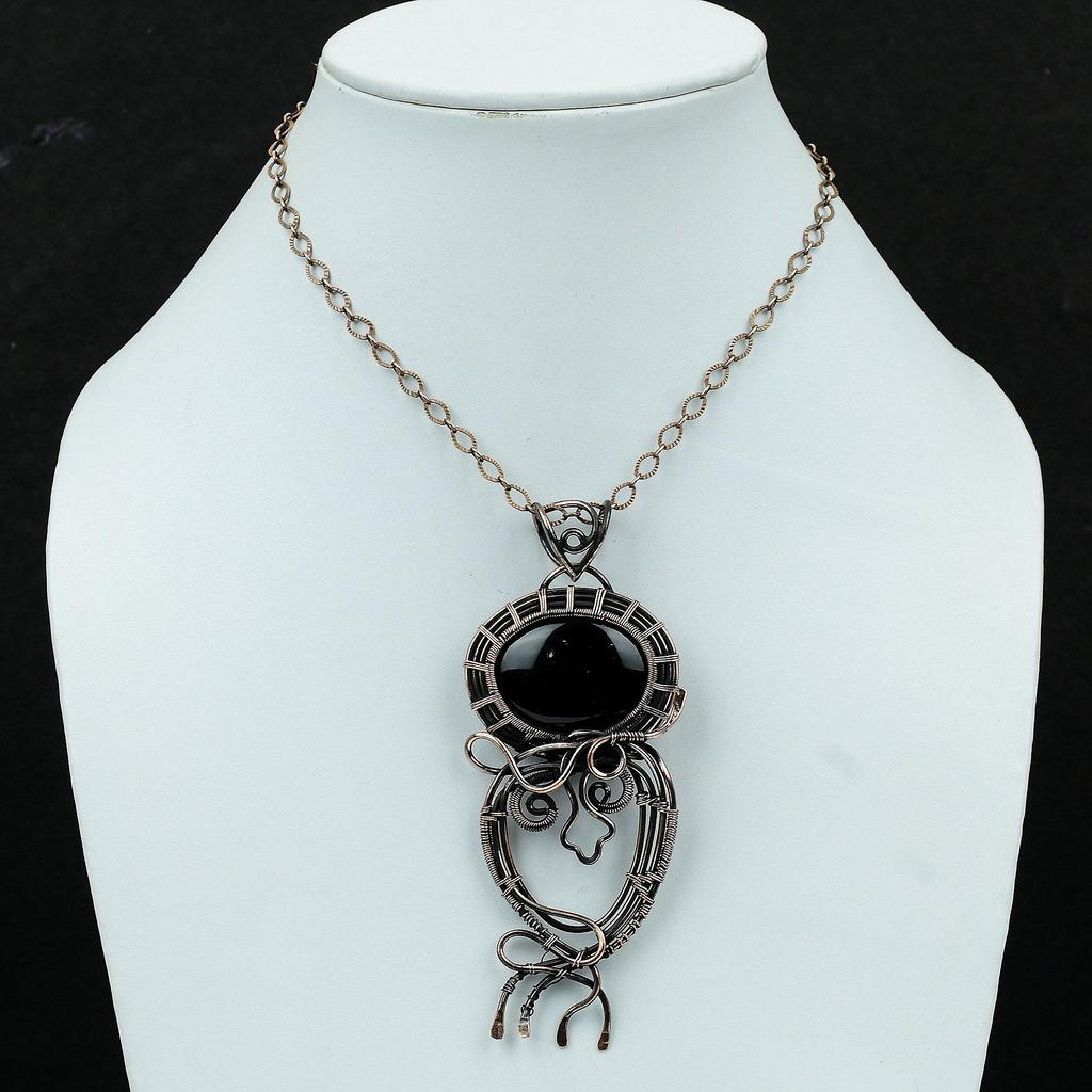 Подвеска из сугилита, подвеска из медной проволоки, ручная работа, приличный кулон, медные украшения, ювелирные изделия из проволоки, оригинальный кулон из драгоценного камня, подарок для нее