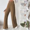 Женские брюки эластичные с высокой талией прямые широкие повседневные брюки однотонные спортивные длинные