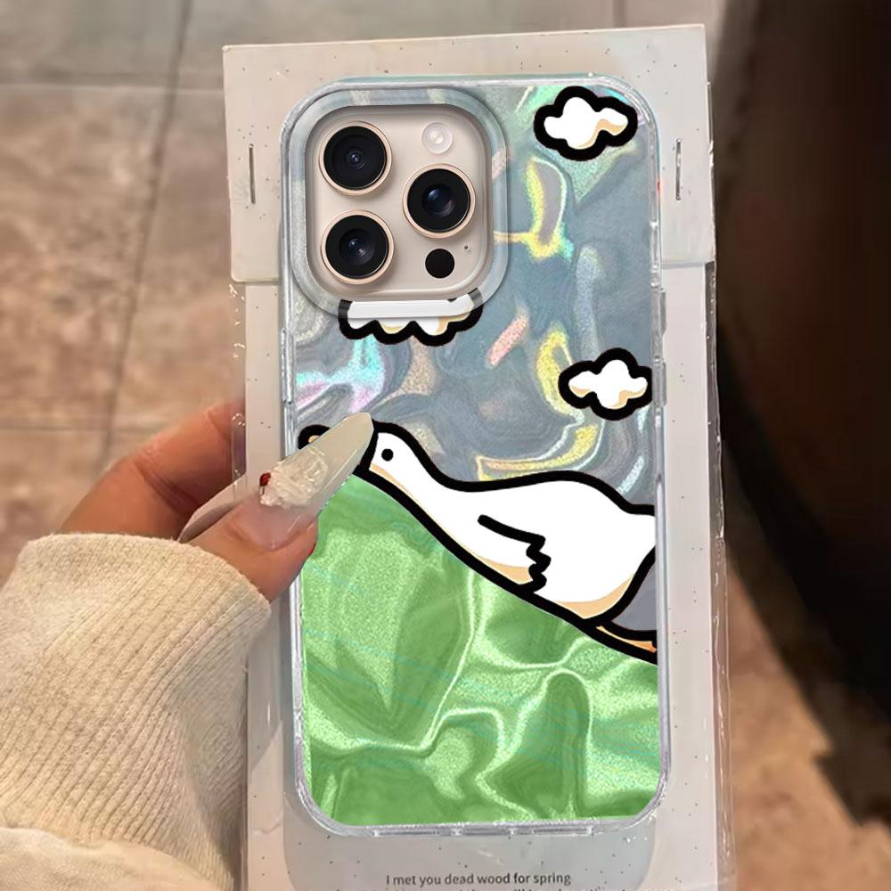 Милый мультяшный чехол для телефона с уткой и кошкой для Apple iphone 16 15 14 Plus 13 Pro Max 7 16e SE 2022 Текстурированный жесткий силиконовый чехол