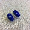S925  Silver Inlaid Pure Natural Lapis Lazuli Ear Button Earrings
