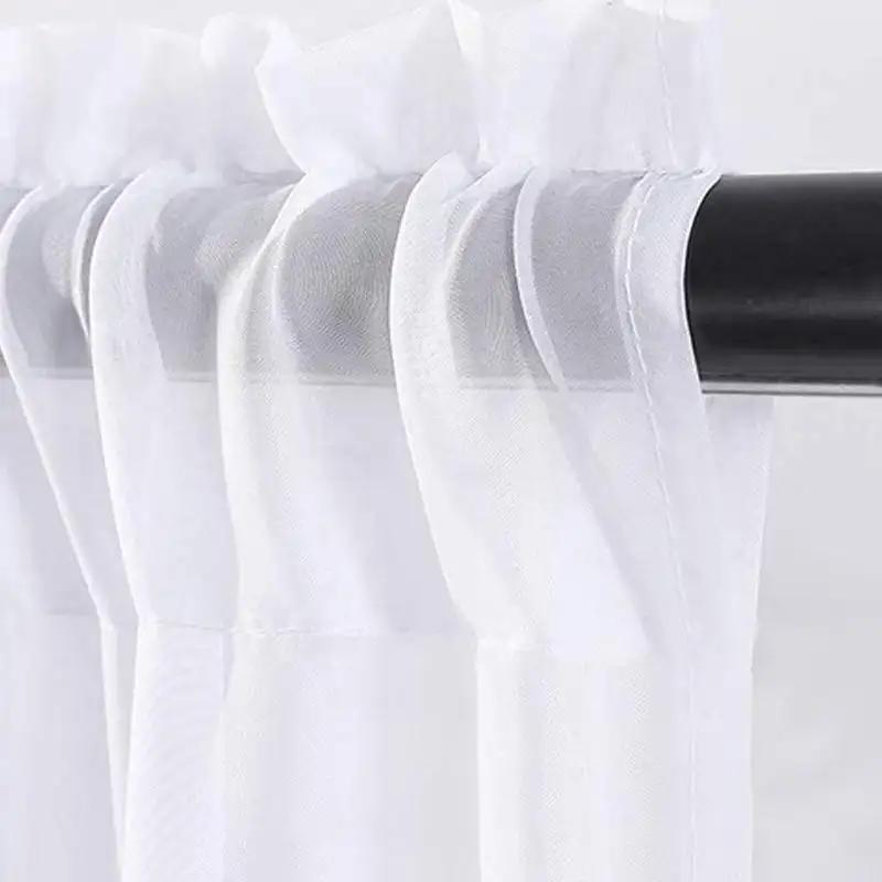 2pcs Sheer Kitchen Short Curtains Rod Pocket Room Divider Semi-Blackout Window Valances for Bathroom Bedroom Rideaux Chambre