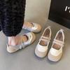 Женские туфли на плоской подошве, весна 2025, новые, нишевые, с неглубоким горлом, на липучке, одно слово, импортная торговля, большой размер, повседневная обувь Мэри Джейн