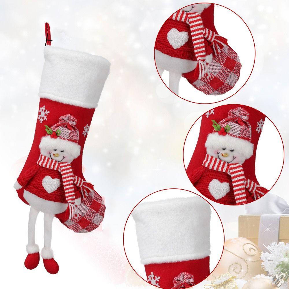 Three Dimensional Christmas Stocking Elderly Snowman Xmas Tree Hanging Ornaments Fireplace