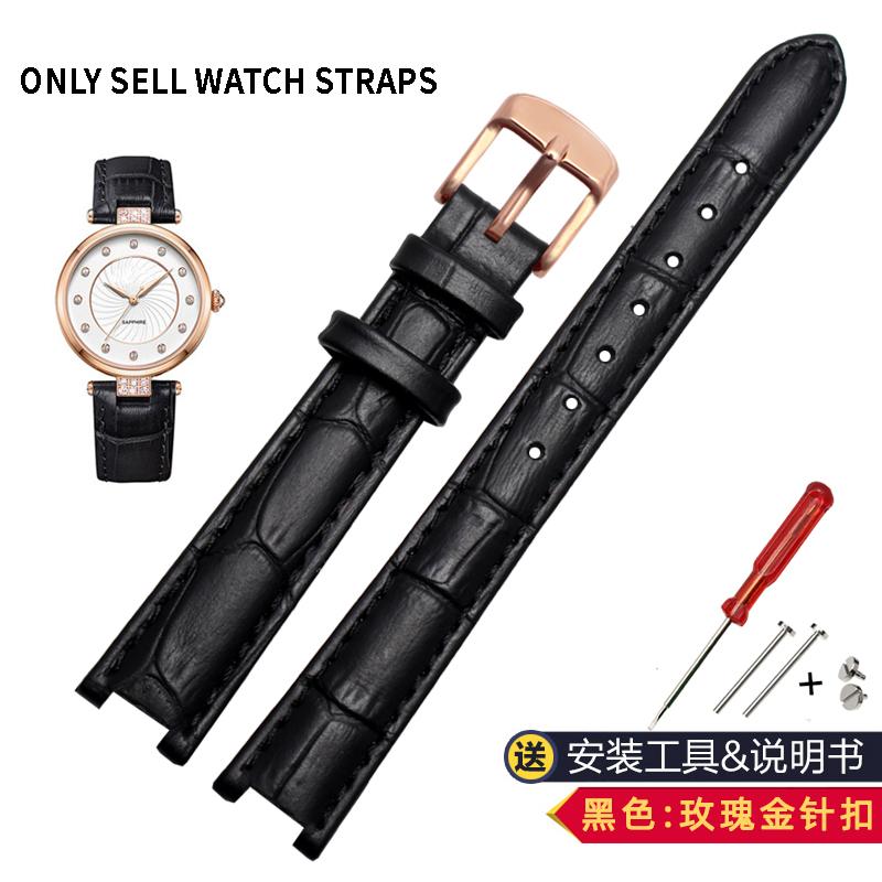 For Rossini 516752 616764 517784 5758G Notch Watch Chain Cowhide Leather Watchband Red Bracelet Men Women 14mm 16mm 18mm Strap