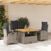 VidaXL Garden Dining Set with Cushions 4 Pcs, Patio Table, Patio Furniture, Outdoor Furniture, Grey 3277464