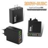 Многопортовое зарядное устройство 200 Вт: 3 USB + 3 PD, Быстрое зарядное устройство 6-в-1 для мобильных телефонов, 5 В/2,4 А, Стандарты ЕС/США/Великобритании
