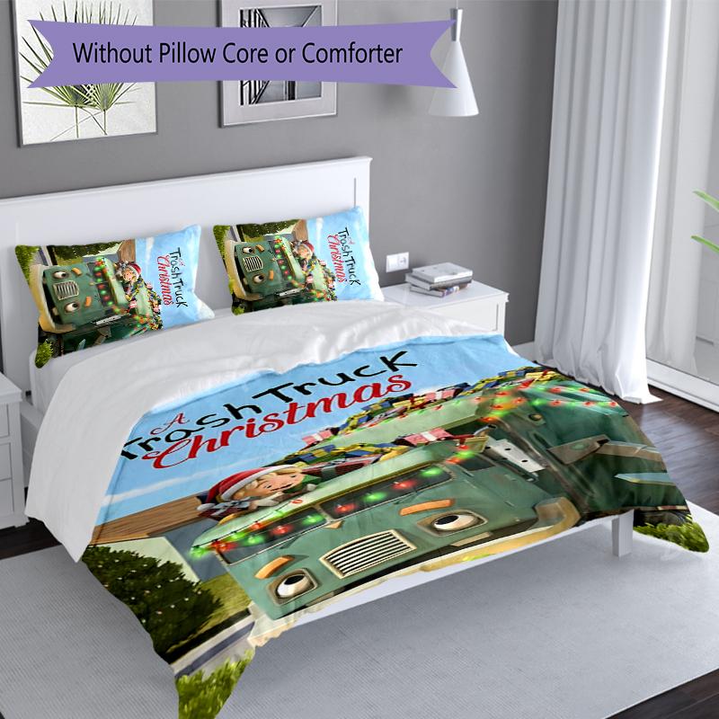 3pcs Trash Truck Duvet Cover Set, Includes 1 Duvet Cover and 2 Pillowcases,Skin-Friendly&Comfortable Fabric,Suitable Bedding Sets