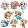 FineGood Animal Diamond Art Painting Keychain Kit 5D Diamond Art Suncatcher Kit Crystal Diamond Keychain DIY Carft 8 Pieces for Hanging Ornaments