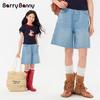 Джинсовые шорты-бермуды для девочек BARRY BANNY, свободные, дышащие, вымытого синего цвета