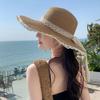 New Hat Women's French Lace Bow Woven Straw Hat Summer Seaside Vacation Big Brim Sun Protection Hat